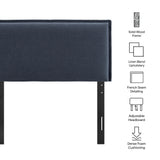 Slate Upholstered Linen Blend Twin Size Headboard in Denim