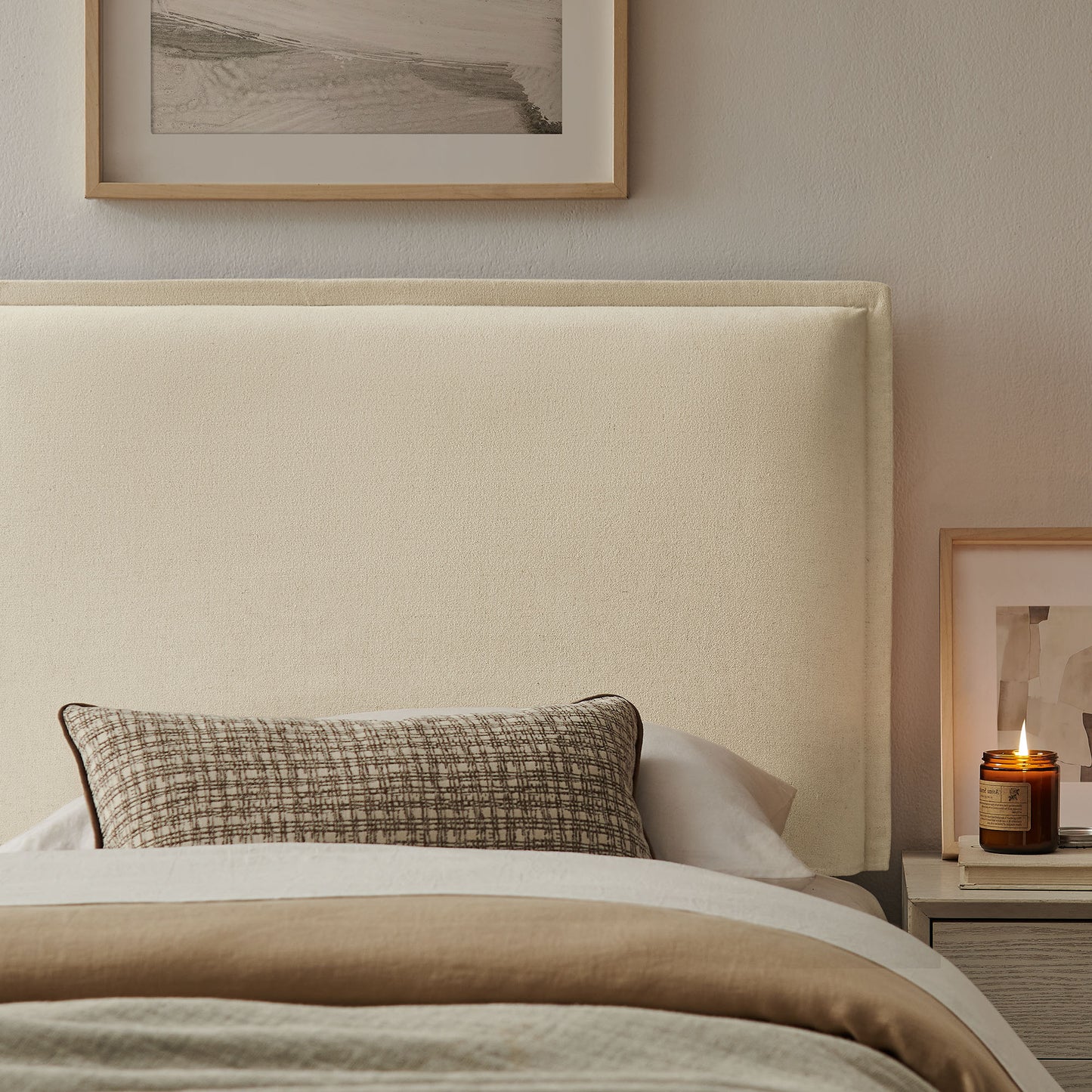 Slate Upholstered Linen Blend Twin Size Headboard in Linen