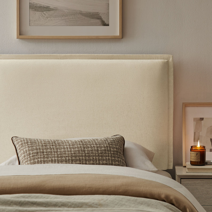 Slate Upholstered Linen Blend Twin Size Headboard in Linen