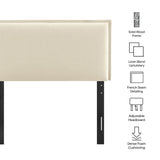 Slate Upholstered Linen Blend Twin Size Headboard in Linen