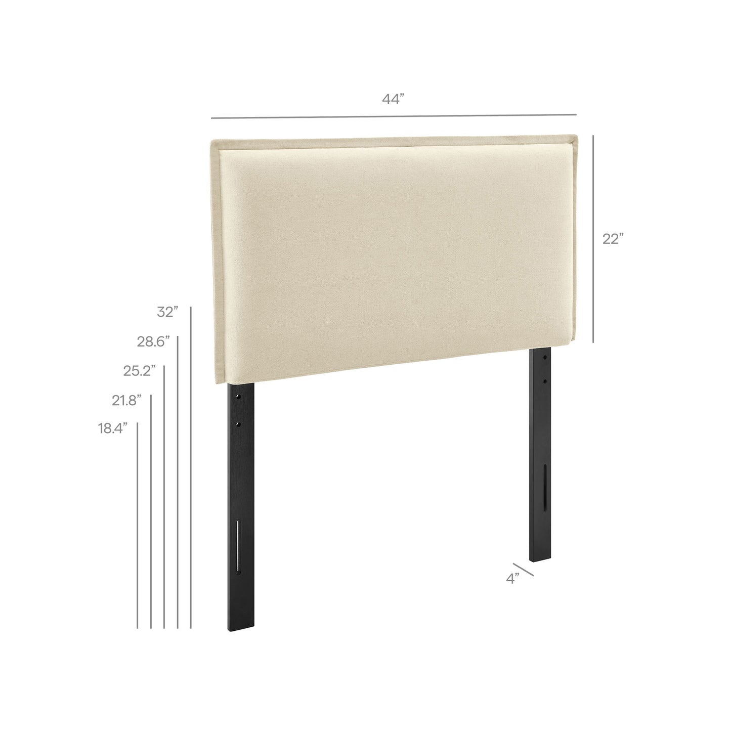 Slate Upholstered Linen Blend Twin Size Headboard in Linen