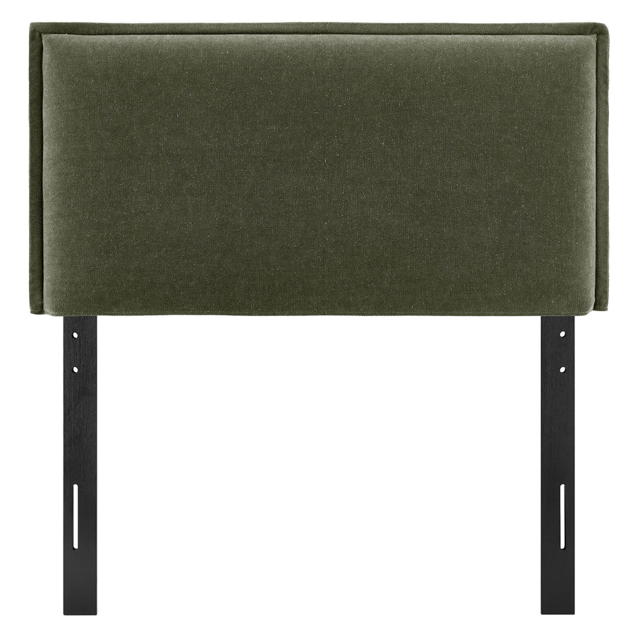 Slate Upholstered Linen Blend Twin Size Headboard in Sage