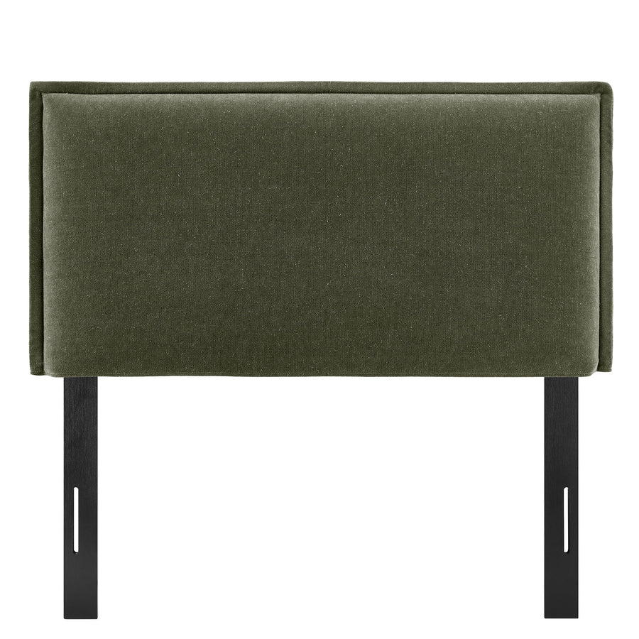 Slate Upholstered Linen Blend Twin Size Headboard in Sage