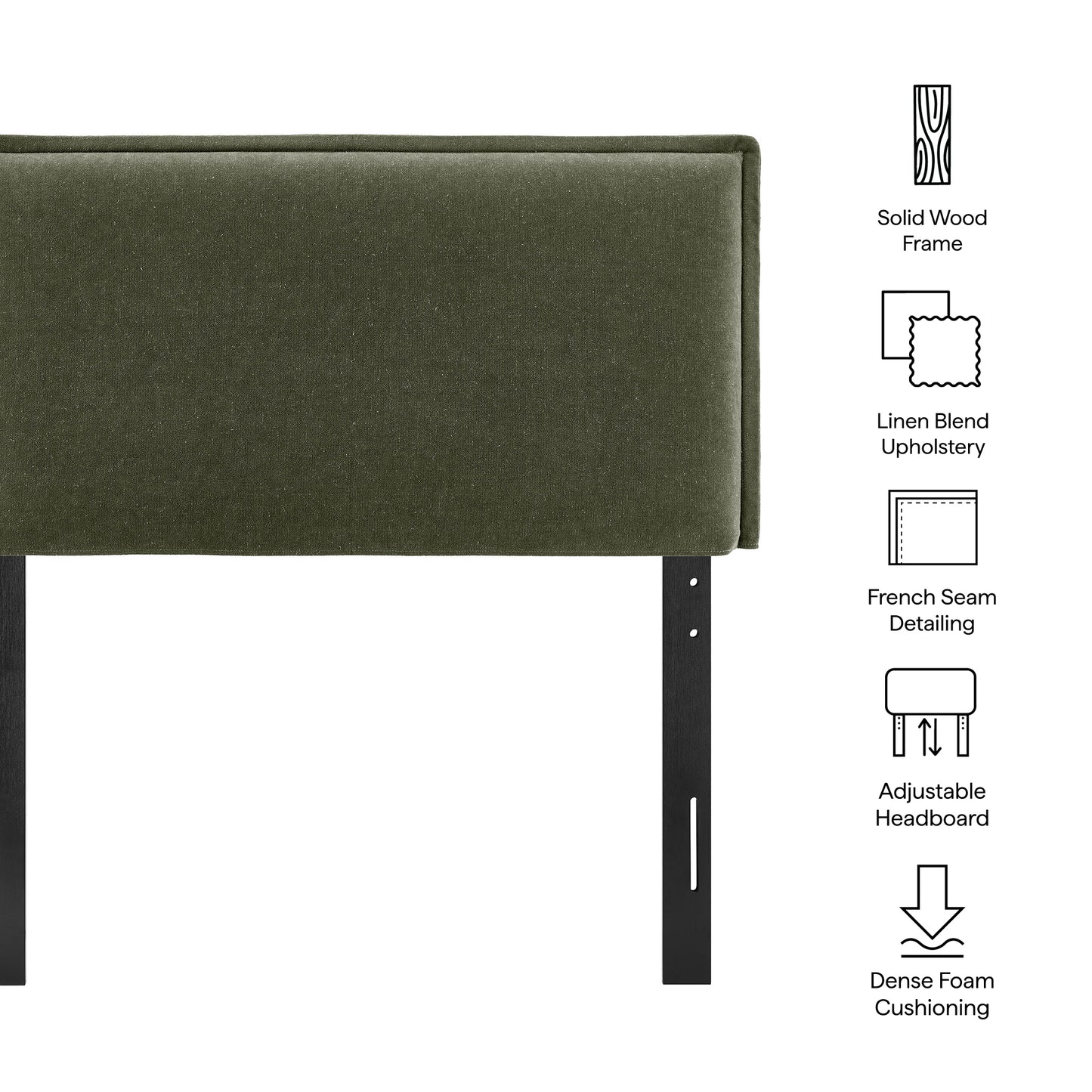 Slate Upholstered Linen Blend Twin Size Headboard in Sage