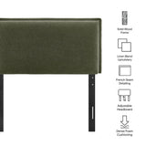 Slate Upholstered Linen Blend Twin Size Headboard in Sage