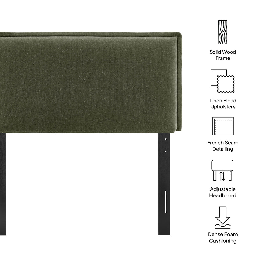 Slate Upholstered Linen Blend Twin Size Headboard in Sage