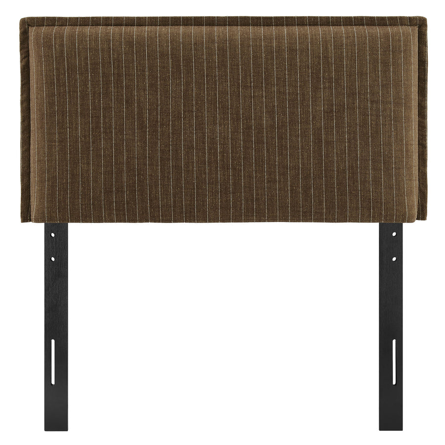 Slate Striped Linen Blend Twin Size Headboard in Earth Stripe