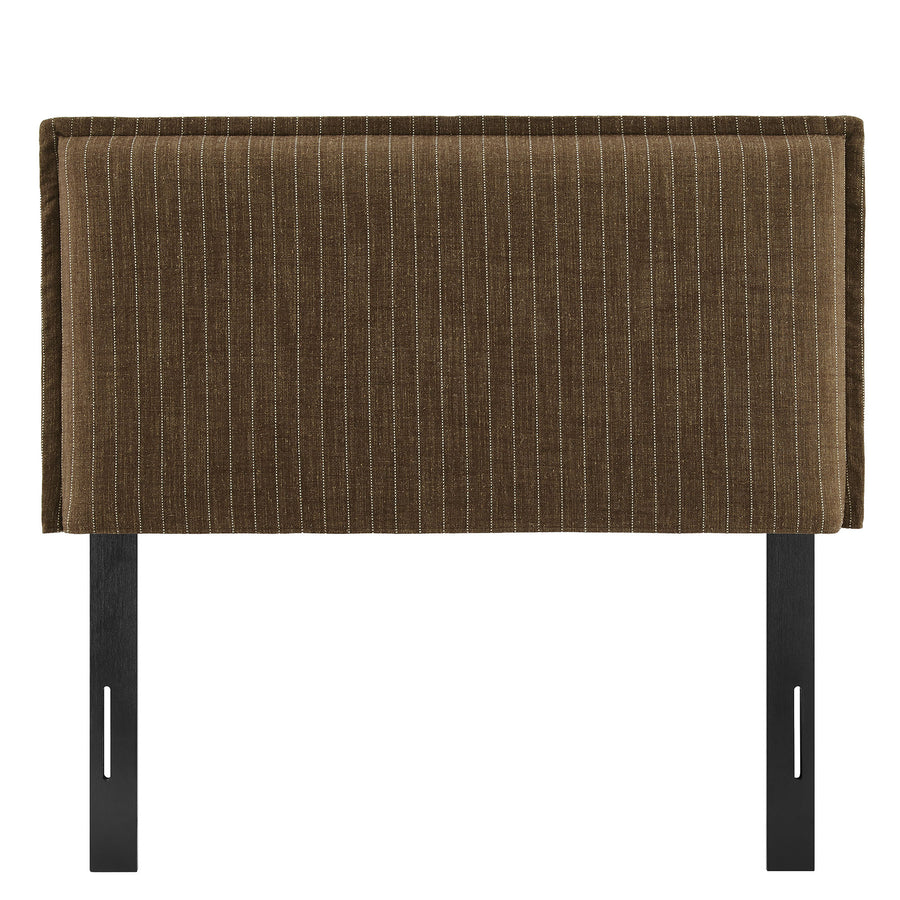 Slate Striped Linen Blend Twin Size Headboard in Earth Stripe