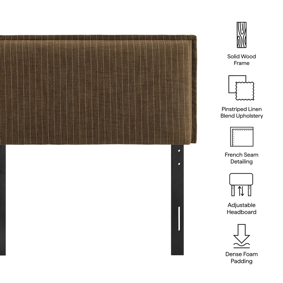 Slate Striped Linen Blend Twin Size Headboard in Earth Stripe