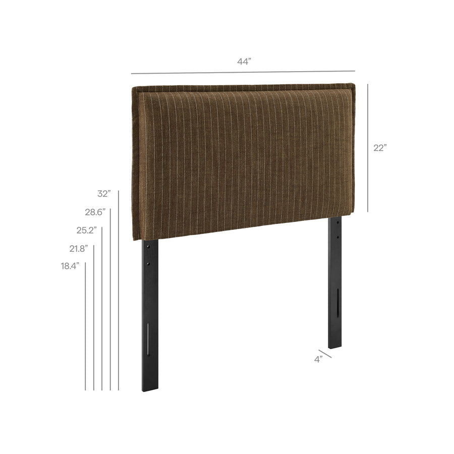Slate Striped Linen Blend Twin Size Headboard in Earth Stripe