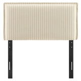 Slate Striped Linen Blend Twin Size Headboard in Oatmeal Stripe