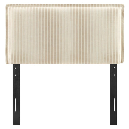 Camille Striped Linen Blend Twin Size Headboard in Oatmeal Stripe