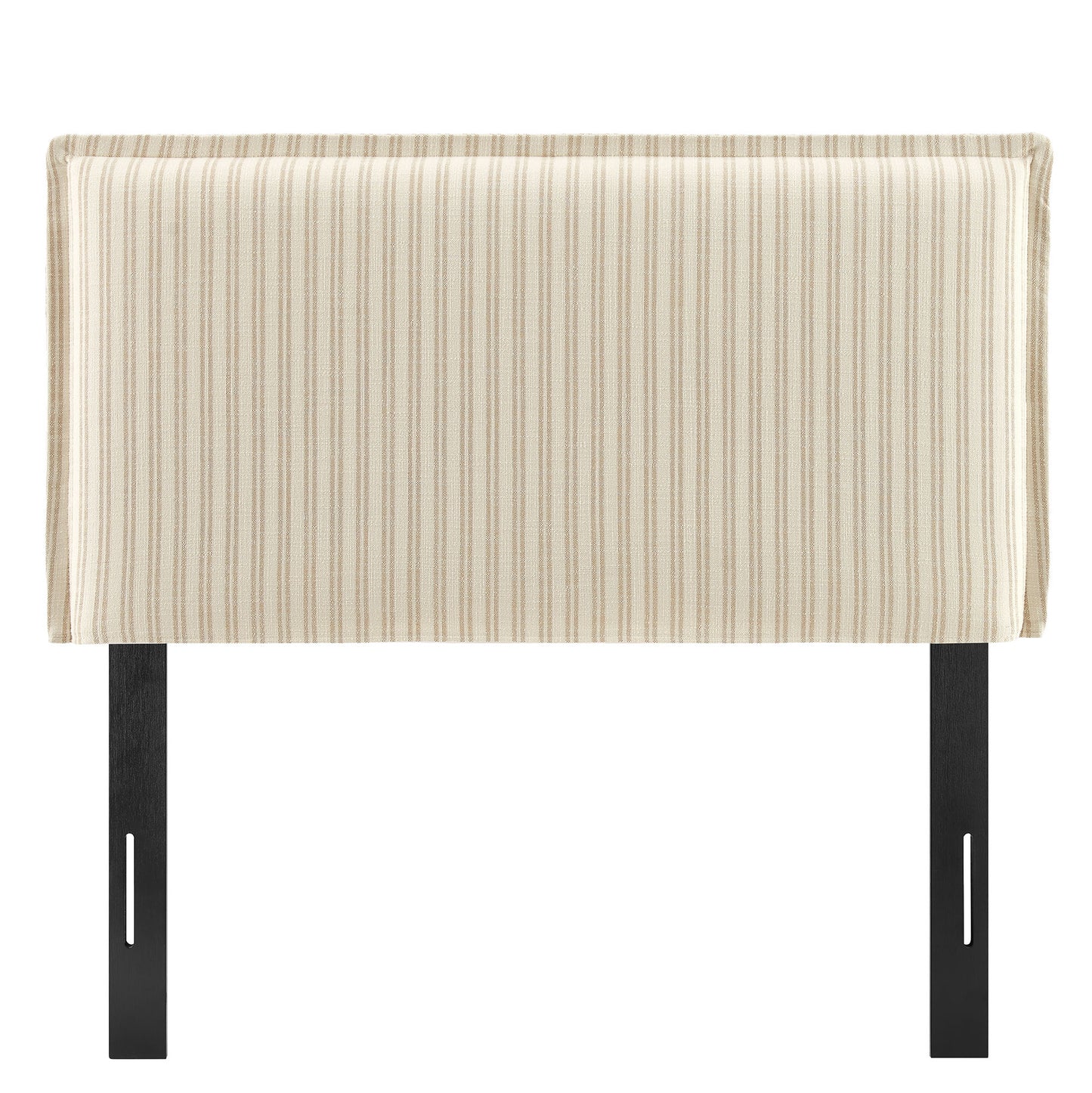 Slate Striped Linen Blend Twin Size Headboard in Oatmeal Stripe