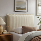 Slate Striped Linen Blend Twin Size Headboard in Oatmeal Stripe