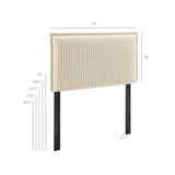 Slate Striped Linen Blend Twin Size Headboard in Oatmeal Stripe