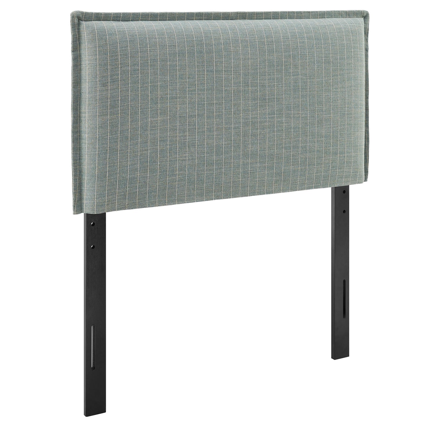Slate Striped Linen Blend Twin Size Headboard in Spa Blue Stripe