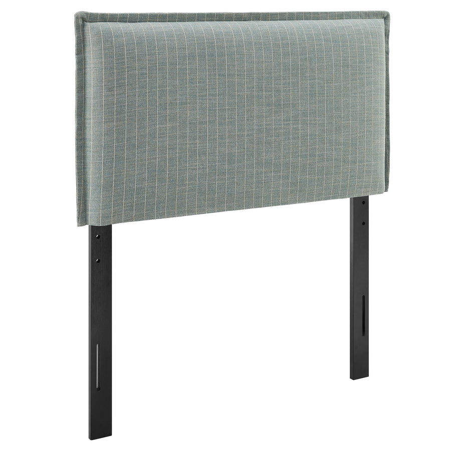 Slate Striped Linen Blend Twin Size Headboard in Spa Blue Stripe