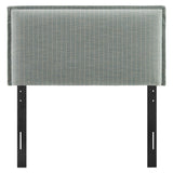 Slate Striped Linen Blend Twin Size Headboard in Spa Blue Stripe