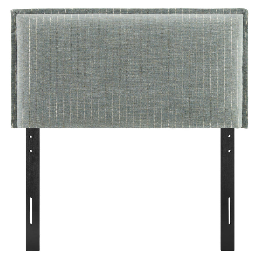 Slate Striped Linen Blend Twin Size Headboard in Spa Blue Stripe