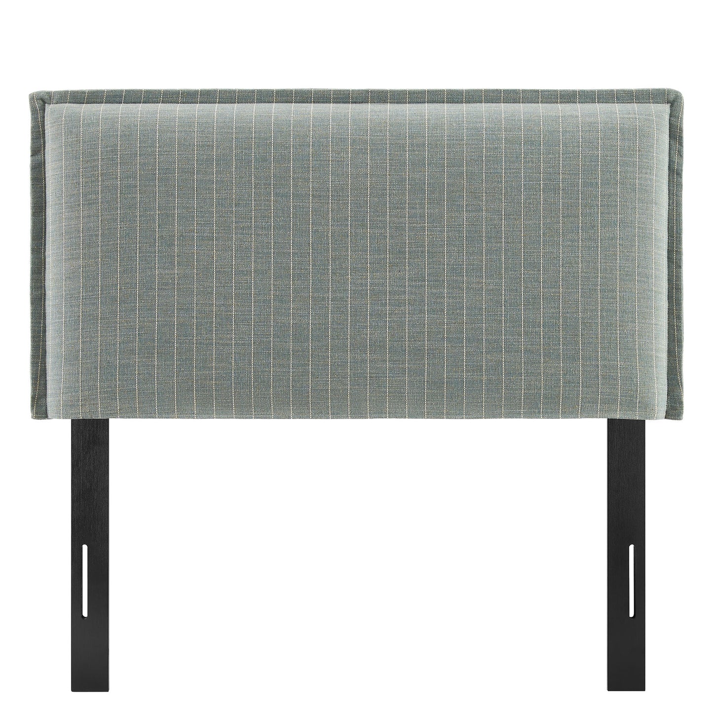Slate Striped Linen Blend Twin Size Headboard in Spa Blue Stripe