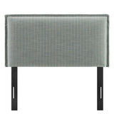 Slate Striped Linen Blend Twin Size Headboard in Spa Blue Stripe