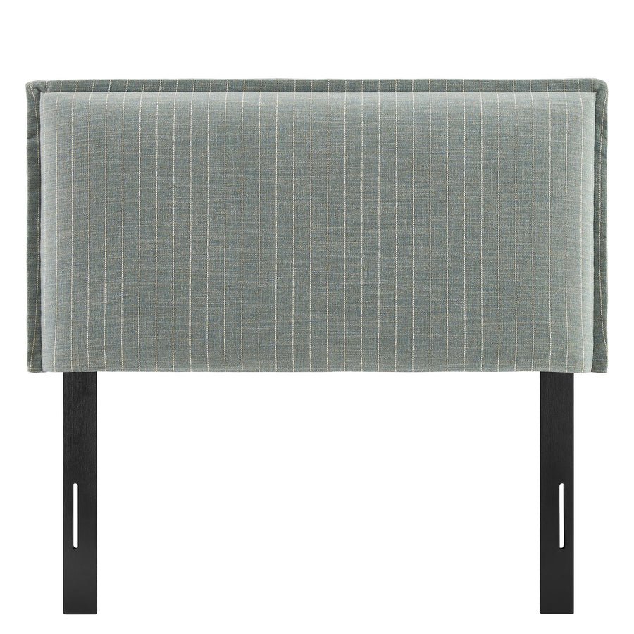 Slate Striped Linen Blend Twin Size Headboard in Spa Blue Stripe