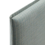 Slate Striped Linen Blend Twin Size Headboard in Spa Blue Stripe