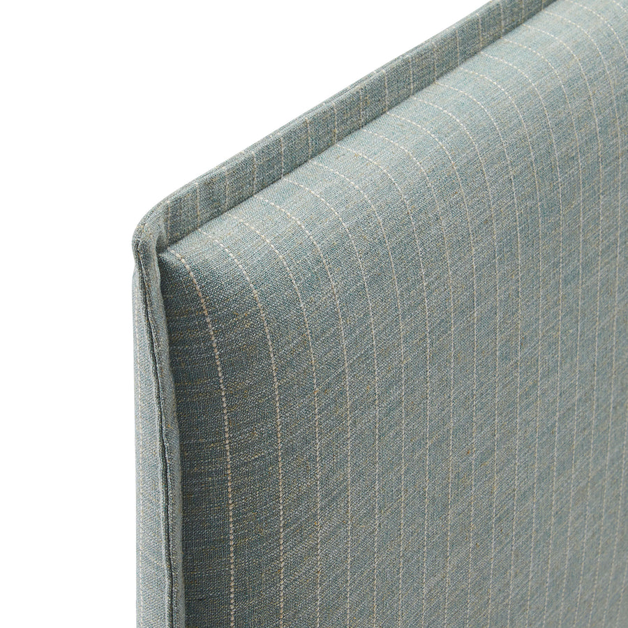 Slate Striped Linen Blend Twin Size Headboard in Spa Blue Stripe