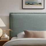 Slate Striped Linen Blend Twin Size Headboard in Spa Blue Stripe