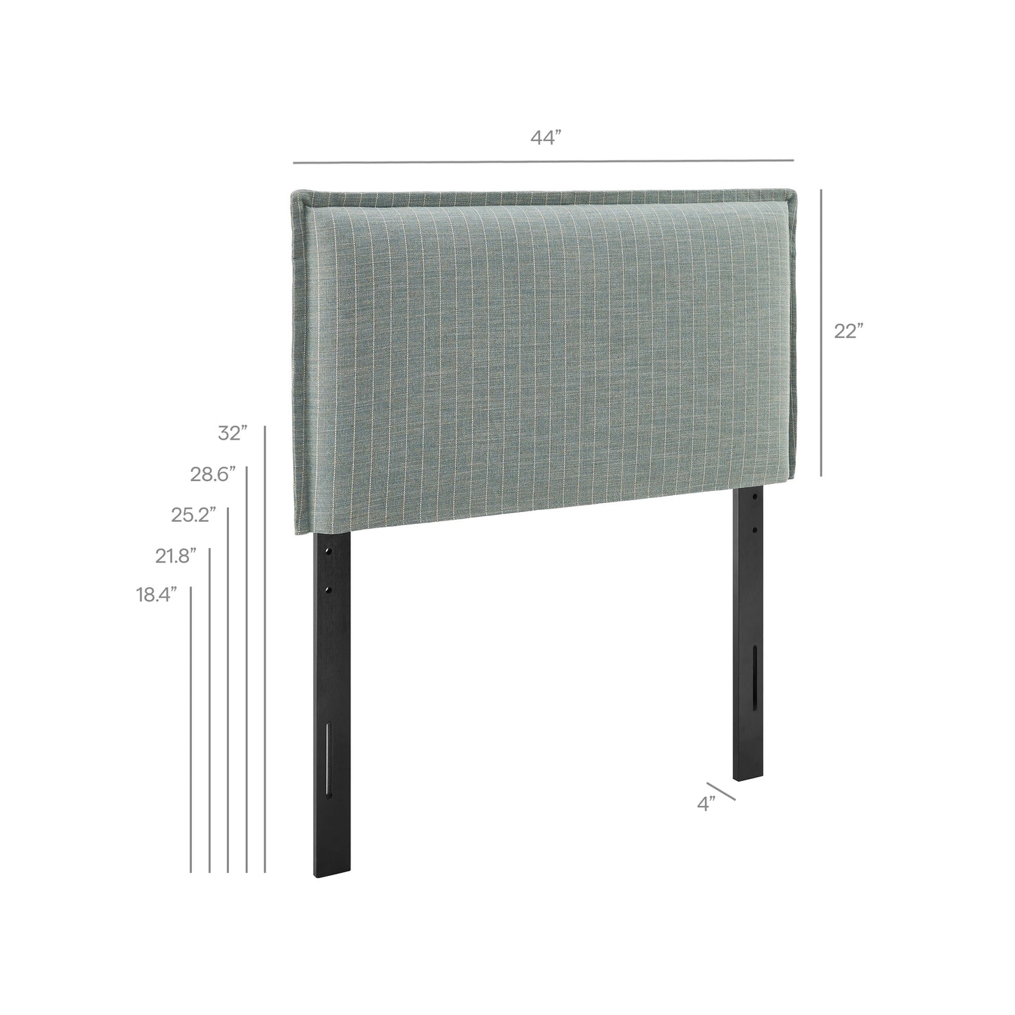 Slate Striped Linen Blend Twin Size Headboard in Spa Blue Stripe
