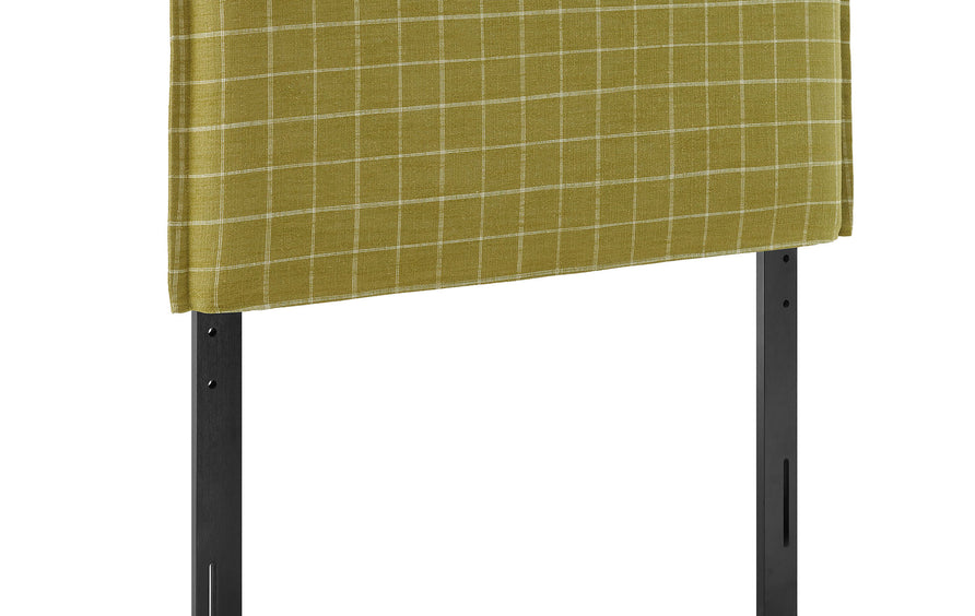 Slate Checkered Linen Blend Twin Size Headboard in Artichoke Windowpane Check