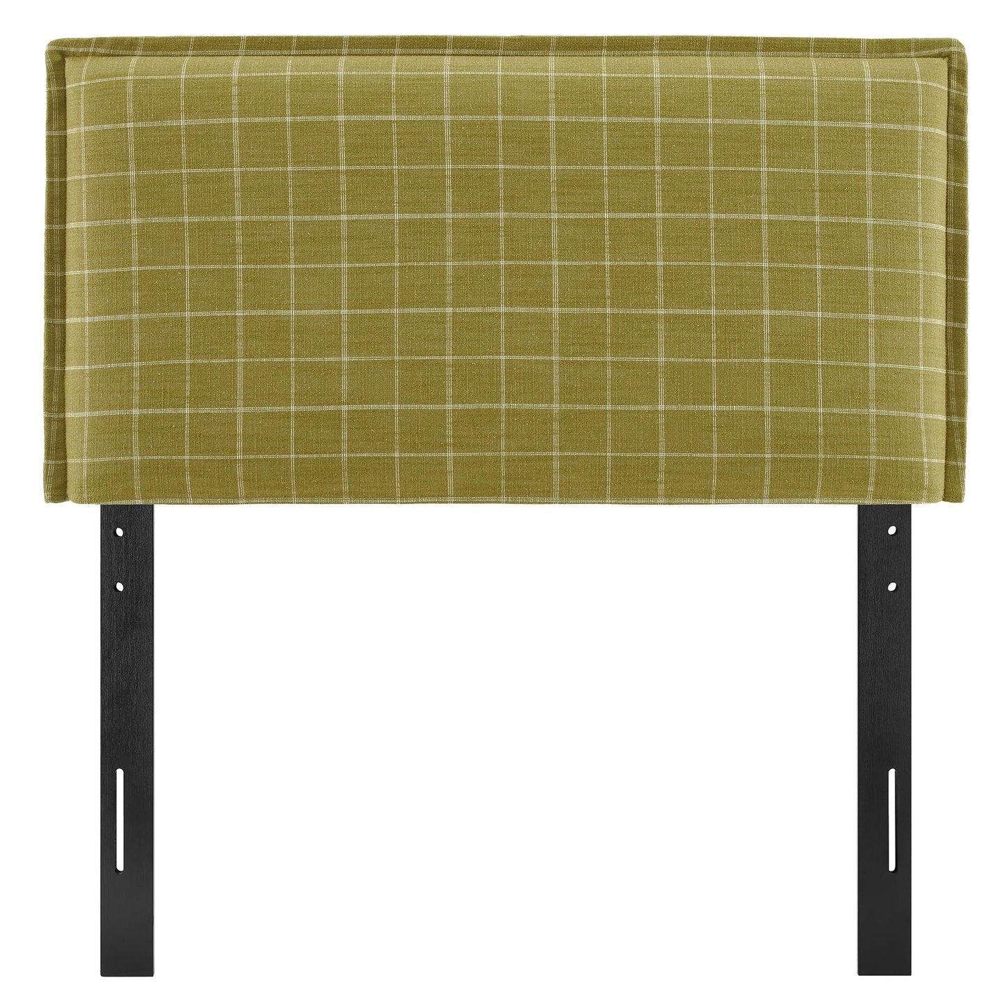 Slate Checkered Linen Blend Twin Size Headboard in Artichoke Windowpane Check