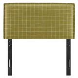 Slate Checkered Linen Blend Twin Size Headboard in Artichoke Windowpane Check