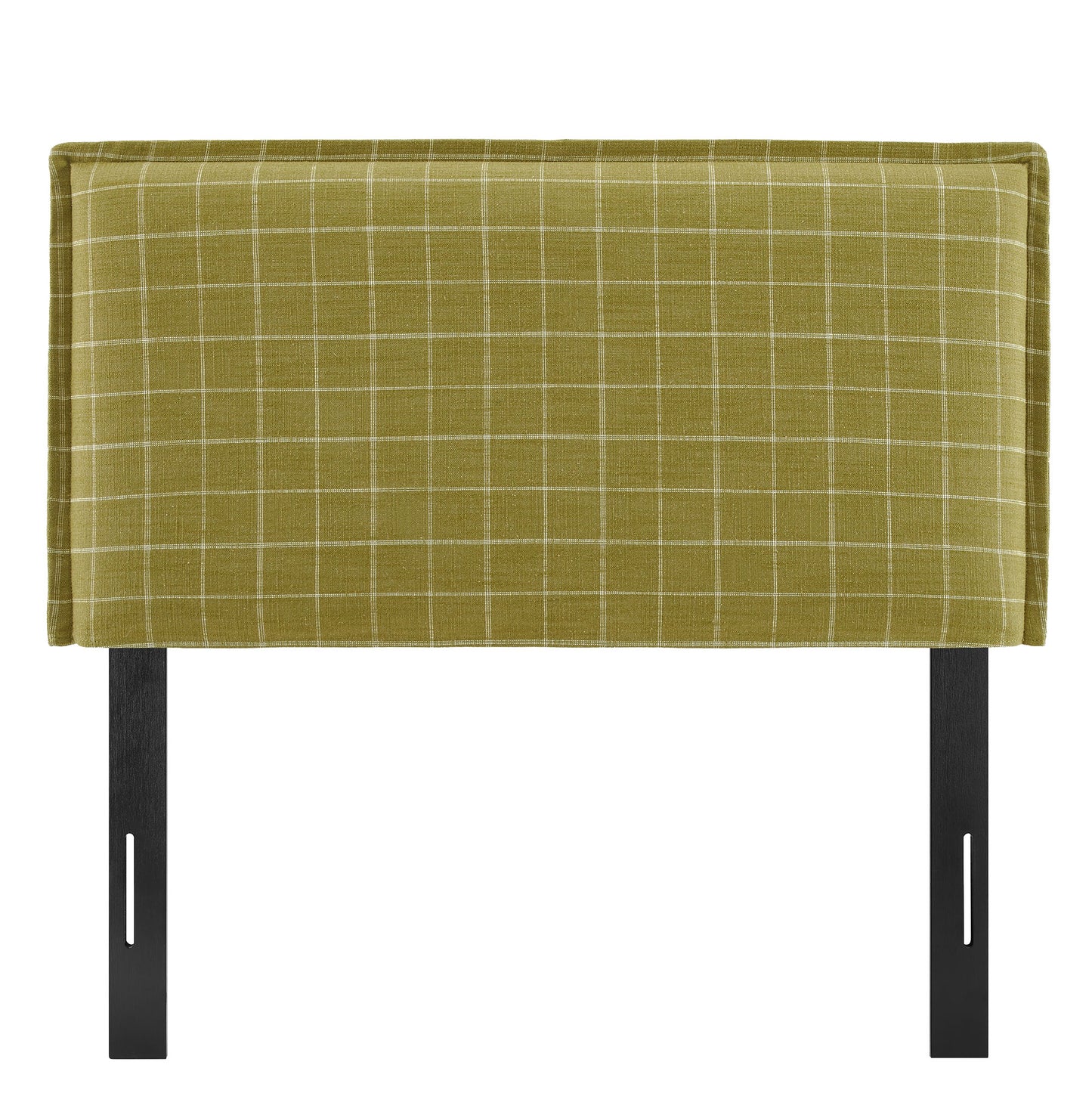Slate Checkered Linen Blend Twin Size Headboard in Artichoke Windowpane Check