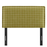Slate Checkered Linen Blend Twin Size Headboard in Artichoke Windowpane Check