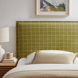 Slate Checkered Linen Blend Twin Size Headboard in Artichoke Windowpane Check
