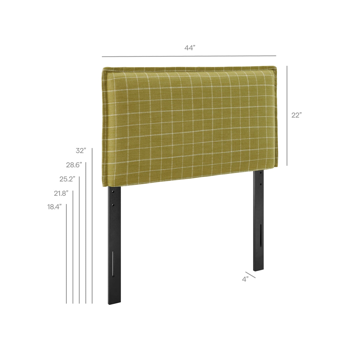 Slate Checkered Linen Blend Twin Size Headboard in Artichoke Windowpane Check