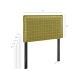 Slate Checkered Linen Blend Twin Size Headboard in Artichoke Windowpane Check