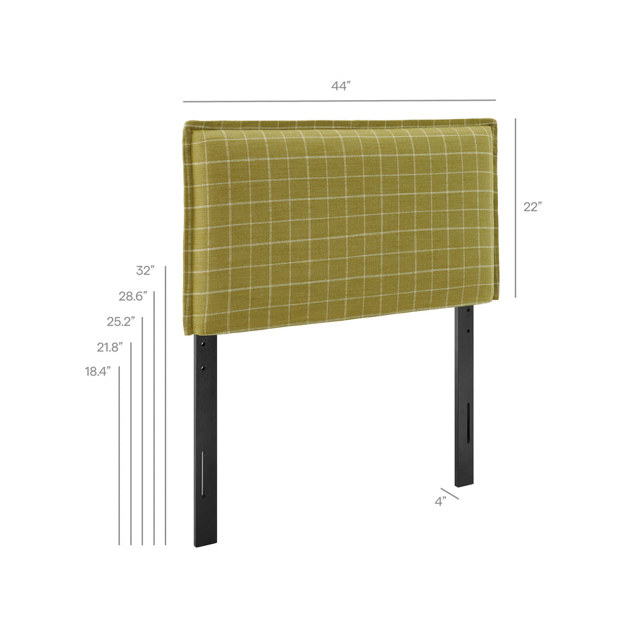 Slate Checkered Linen Blend Twin Size Headboard in Artichoke Windowpane Check
