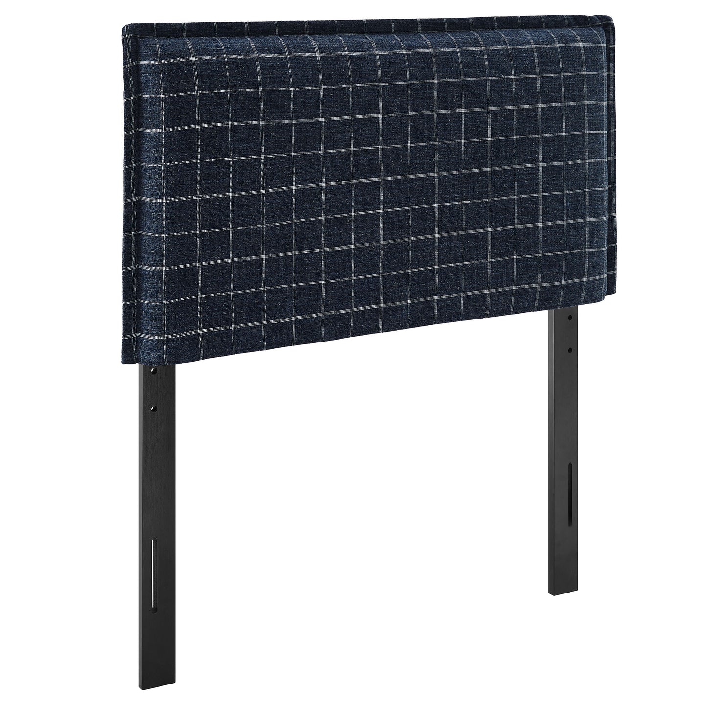Slate Checkered Linen Blend Twin Size Headboard in Denim Windowpane Check