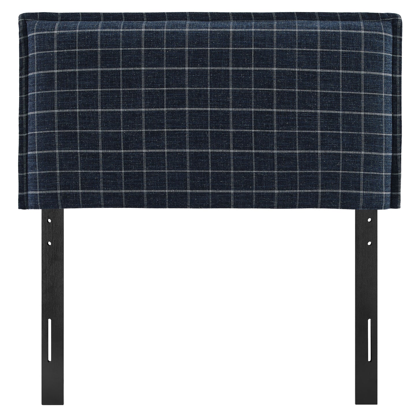 Slate Checkered Linen Blend Twin Size Headboard in Denim Windowpane Check