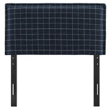 Slate Checkered Linen Blend Twin Size Headboard in Denim Windowpane Check