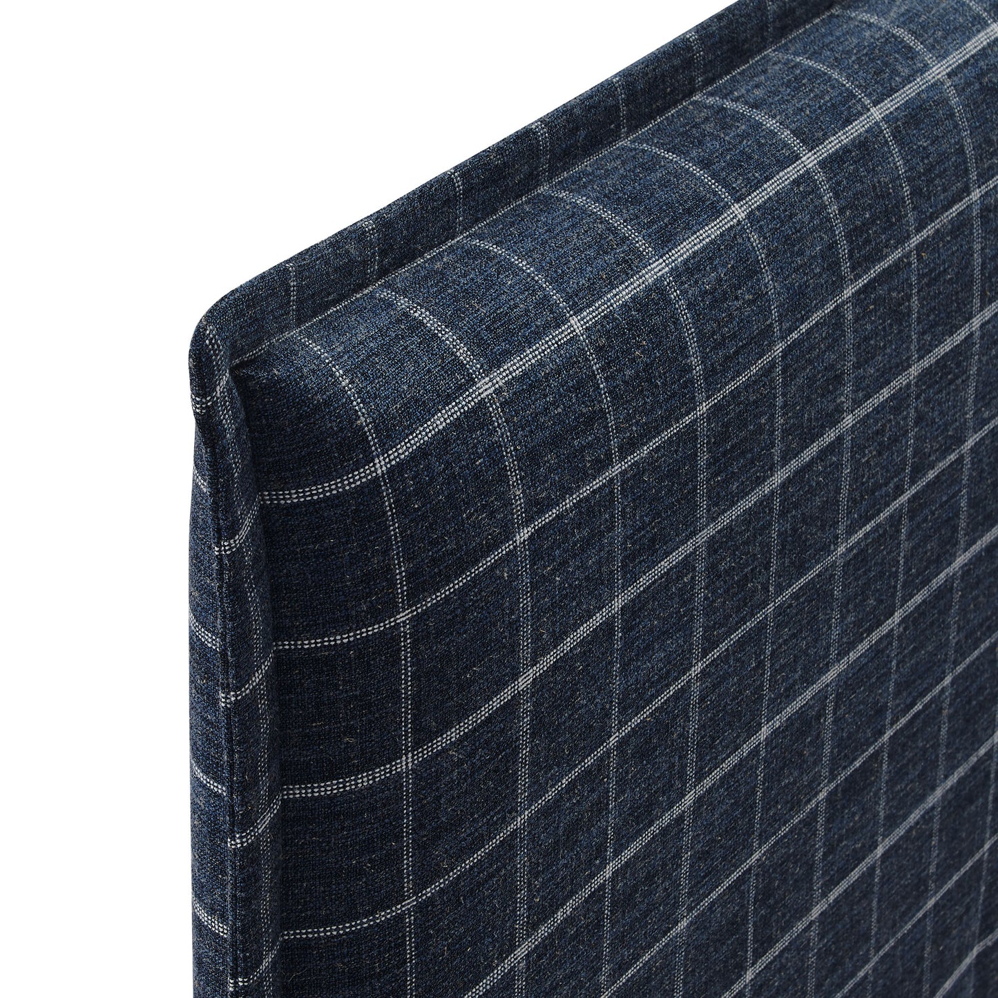 Slate Checkered Linen Blend Twin Size Headboard in Denim Windowpane Check
