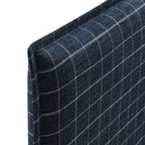 Slate Checkered Linen Blend Twin Size Headboard in Denim Windowpane Check