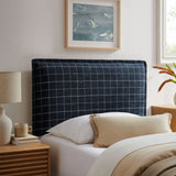 Slate Checkered Linen Blend Twin Size Headboard in Denim Windowpane Check