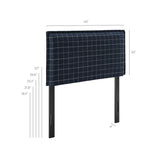 Slate Checkered Linen Blend Twin Size Headboard in Denim Windowpane Check