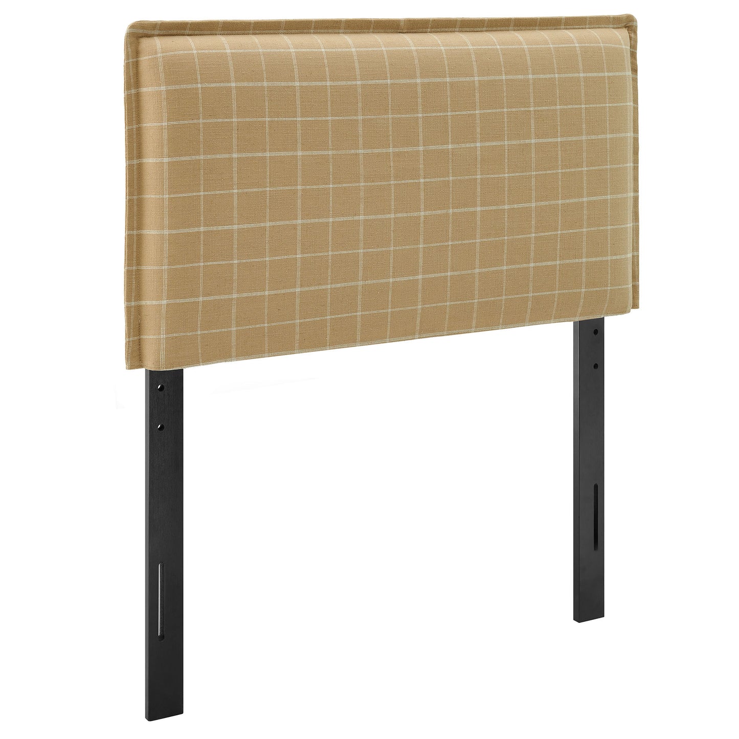 Slate Checkered Linen Blend Twin Size Headboard in Hemp Windowpane Check