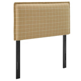 Slate Checkered Linen Blend Twin Size Headboard in Hemp Windowpane Check