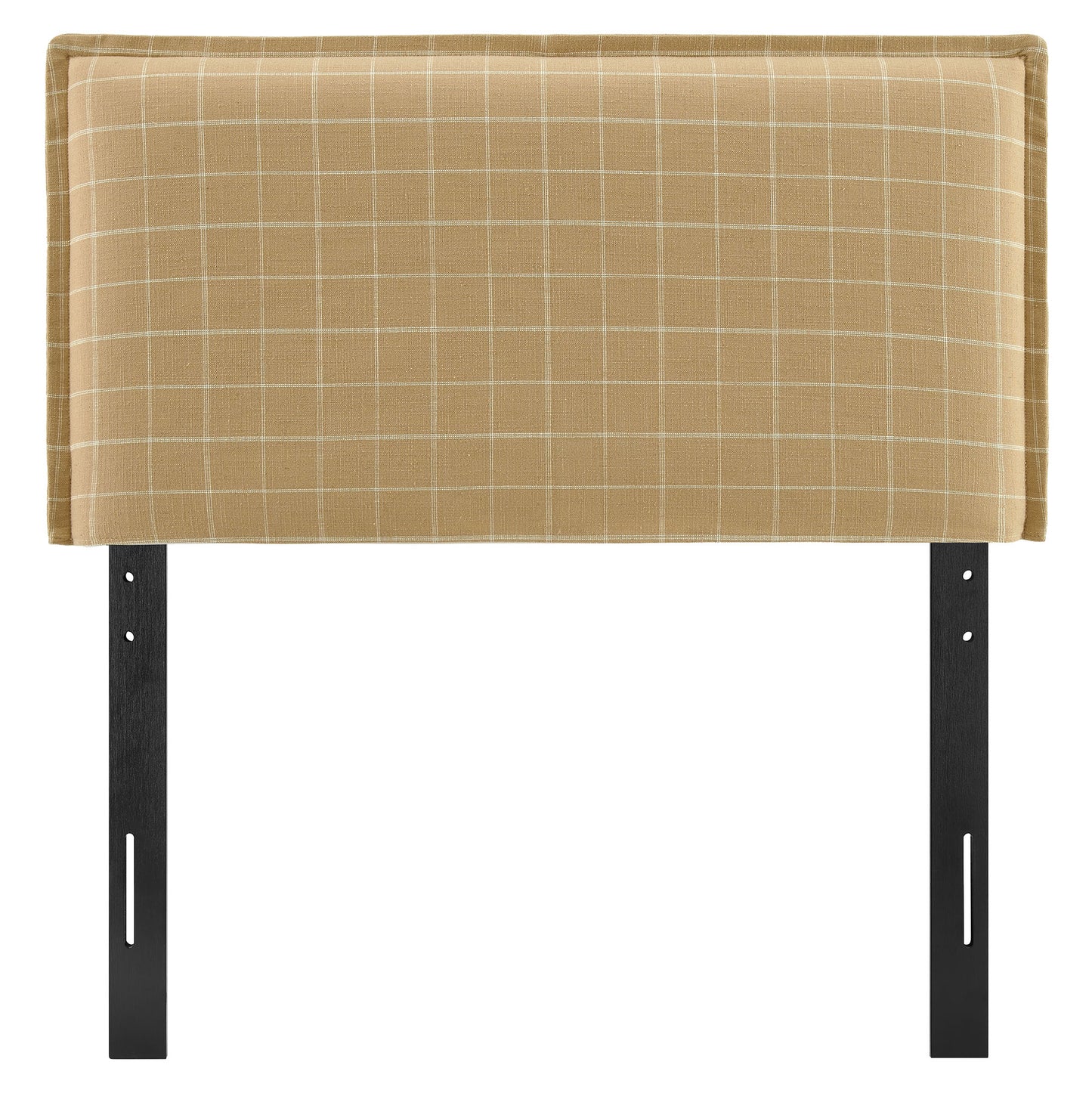 Slate Checkered Linen Blend Twin Size Headboard in Hemp Windowpane Check