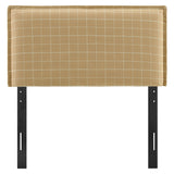 Slate Checkered Linen Blend Twin Size Headboard in Hemp Windowpane Check